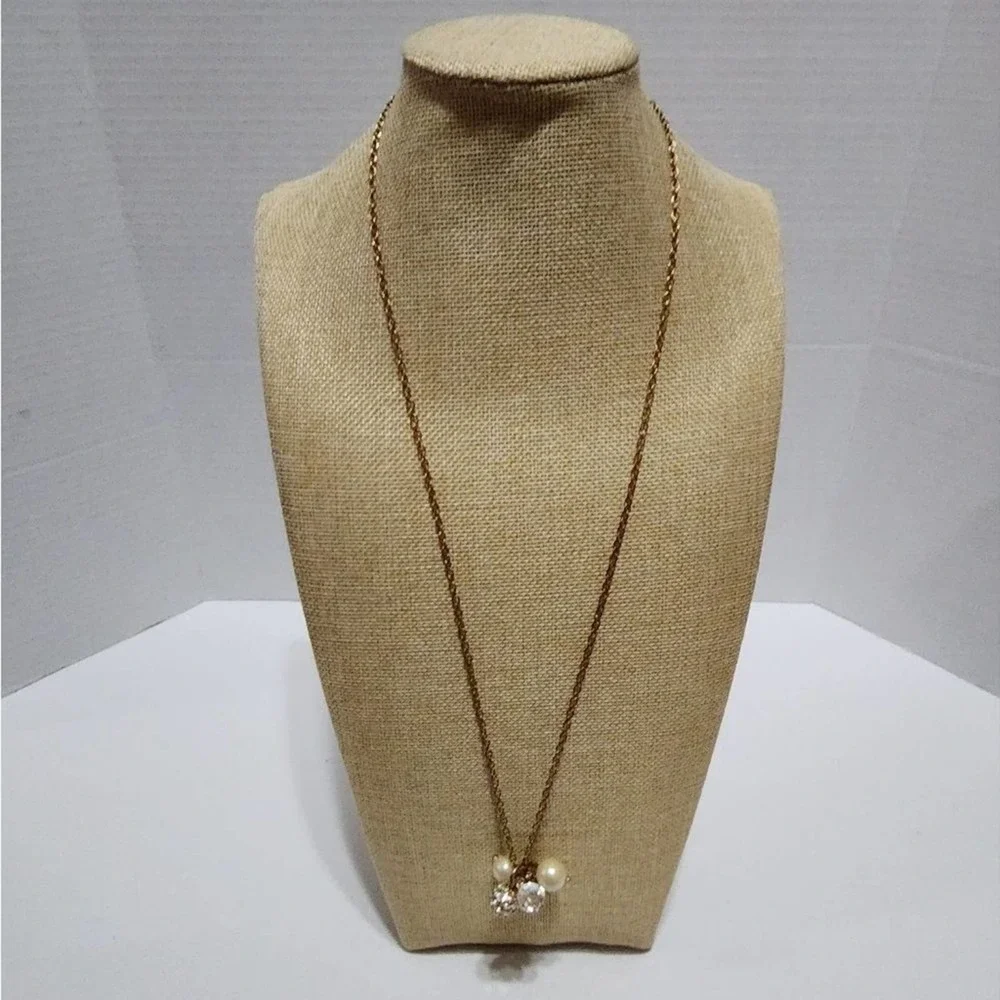 J. CREW gold, pearl, and jeweled‎ ball long necklace